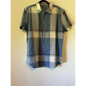 𝅺calvin Klein Jean Shirt Large Short Sleeves Plaid
